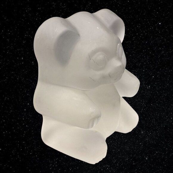 Vintage Art Glass Frosted Crystal Bear Figurine Clear 4”T 3.5”W - Picture 2 of 7